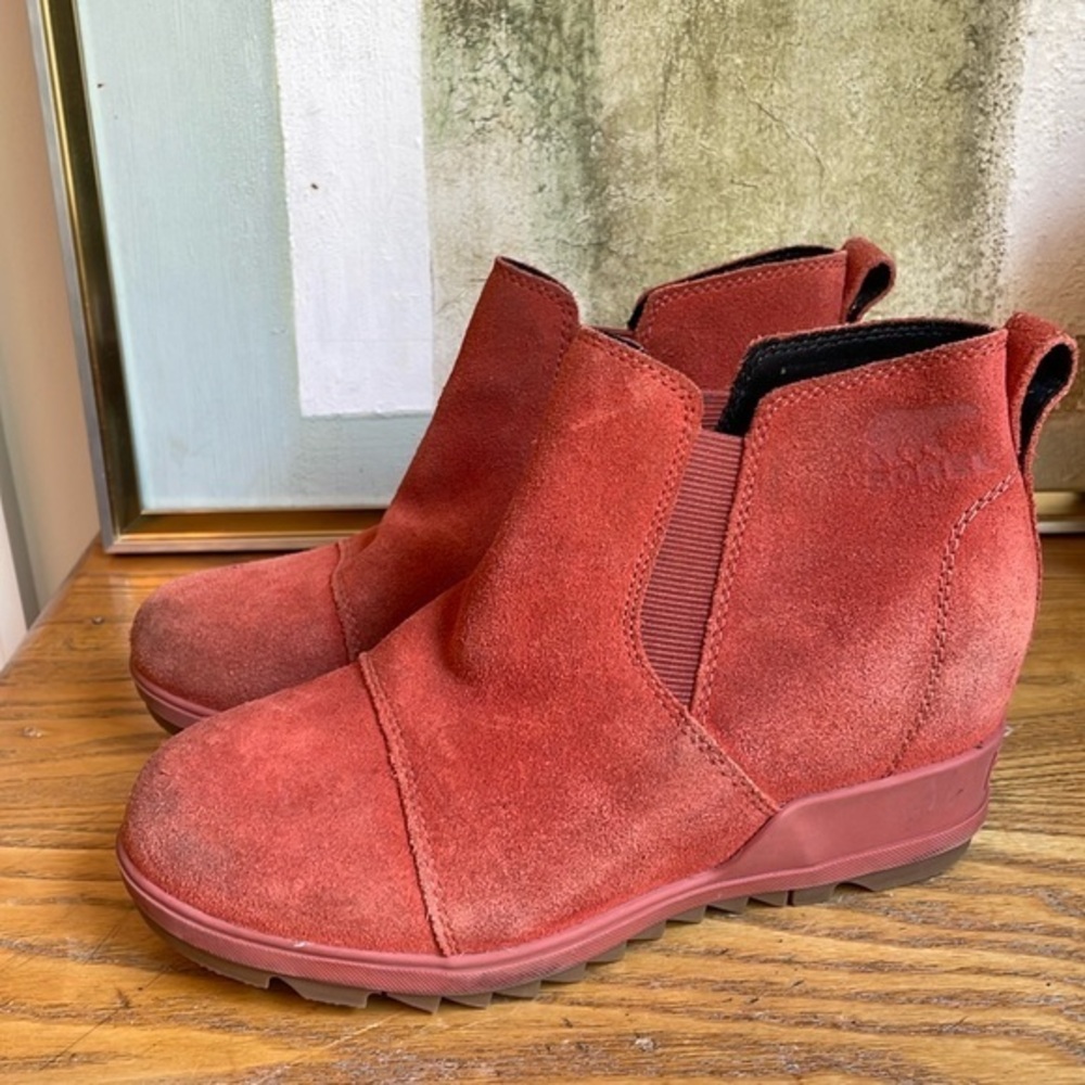 👗 Sorel nl4910-849 red suede slip on booties: